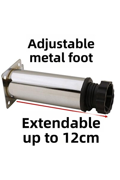 Badem10 Furniture Sofa Base Armchair - Cabinet Adjustable, Metal Supported Riser Leg 10 Cm Chrome (4 PCS)