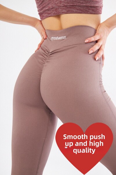 gymhams Premium αθλητικό κολάν με ραβδώσεις, ψηλόμεσο και στυλ που αναδιαμορφώνει, με πιέτες στους γοφούς.