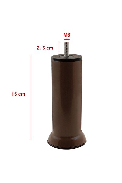Badem10 Picioare din metal maro M8 Baza de mobilier Canapea Fotoliu Canapea extensibilă Picioare de ridicare - 15 cm (12 buc.)