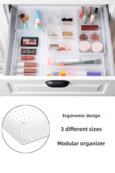 Meleni Home 8-piece Transparent Organizer - Cosmetic Jewelry and Makeup Organizer, Cut Inside the Cabinet