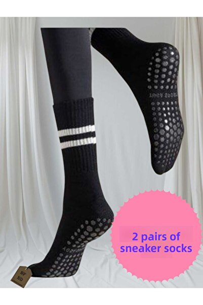 NF ND ENEFENDİ زوجان من جوارب اليوجا والبيلاتس المخططة غير القابلة للانزلاق م...