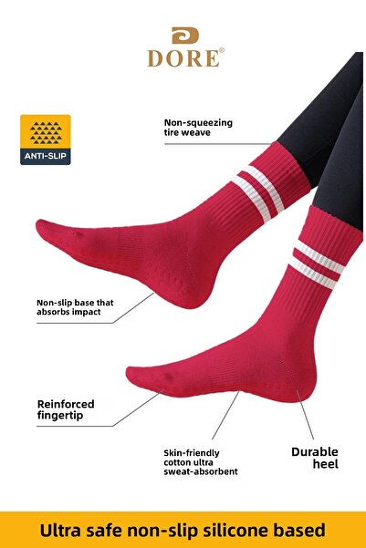 Dore Original Unisex 3 Pairs Non-Slip Pilates and Yoga Plates Non-Slip Sole Socks Black White Pomegranate Flower