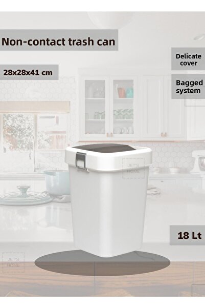Jet's Home سلة مهملات الحمام، سلة مهملات المطبخ، سلة مهملات بيضاء سعة 18 لترًا