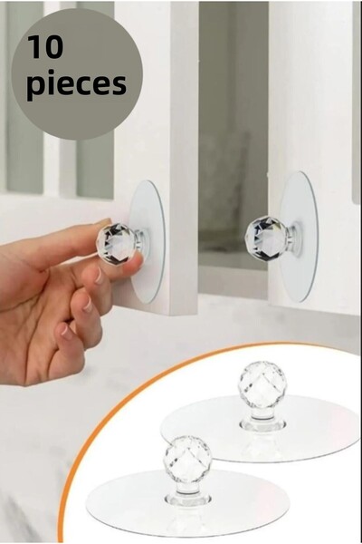 Hilamingo Home 10 bucăți de agățătoare adezive din cristal pentru mânere de m...