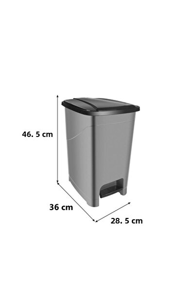 Omnipazar Srl-3029 Slim Pedal Plastic Trash Can with Inner Bucket 25 Lt