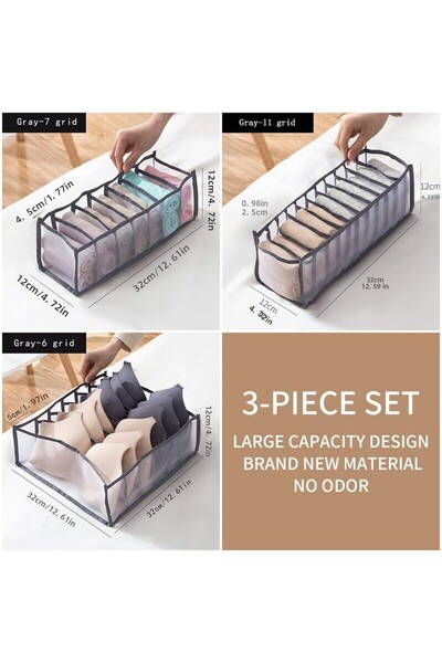 Choice 3 قطع C2421J 3 قطع صندوق تخزين الملابس الداخلية القابل للطي شفاف منظم ...