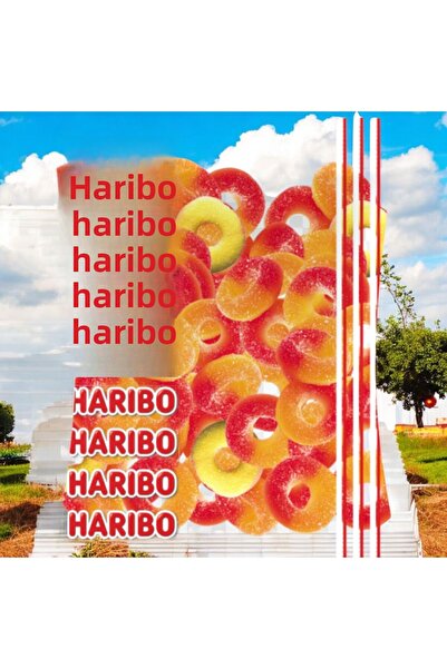 Haribo 1 كجم من جيلي الفواكه الناعم - حلقة الخوخ والخوخ