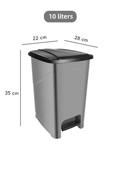 Carat Home 3 Piece 25-15-10 Liter Set Slim Pedal Bathroom Kitchen Trash Can - Anthracite