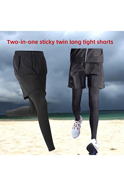 Gök Sports Ανδρικό κολάν σορτς γυμναστικής μπάσκετ τρέξιμο ποδόσφαιρο 2 σε 1 ποδόσφαιρο μακρύ κολάν σορτς μακρύ παντελόνι