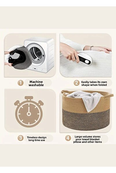 HomeTurko Jute Basket - Bathroom, Towel, Dirty and Toy Organizer