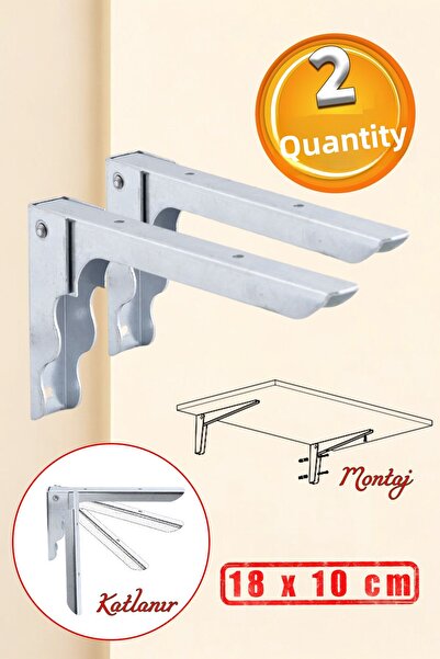 Badem10 Masa de balcon din metal 18 x 10 cm - Montata pe perete, picior pliabil sub raft (2 buc.)