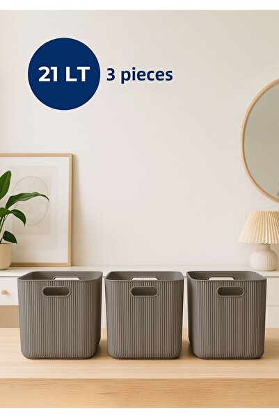 HOMİNG 21Lt Homing 3 Pieces Gray Organizer Box - Organizer