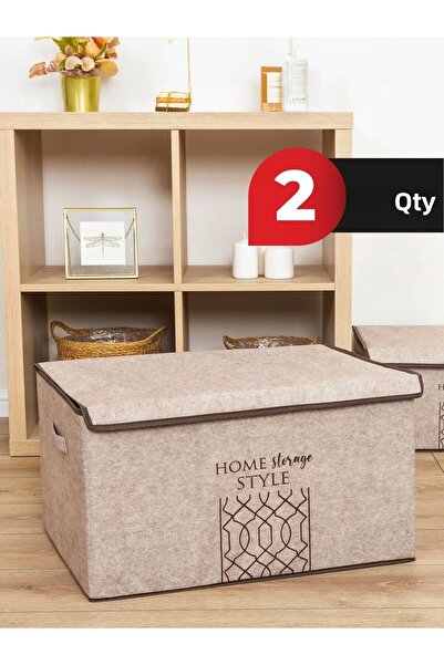 Smyak Mega Plus Cutie Gri din Pâslă cu Capace - 57x41x31 CM, 2 BUC