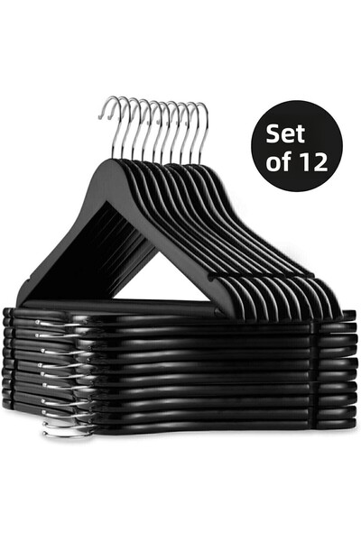 OVERMAX 12 Pieces Wooden Look A Quality Plastic Clothes Hangers Fma08488
