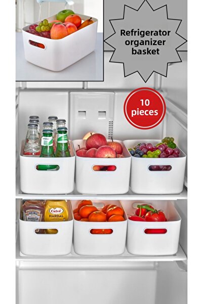 BRAMBLE LIFE 10 قطع من منظم الثلاجة سعة 3.5 لتر، منظم الحمام، سلة داخل الخزانة