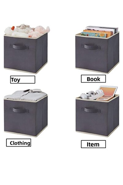 ADARYA HOME 3-Piece under Cabinet Laundry and Toy Organizer - Storage Box Without Lid 30X30X30 cm (Grey)