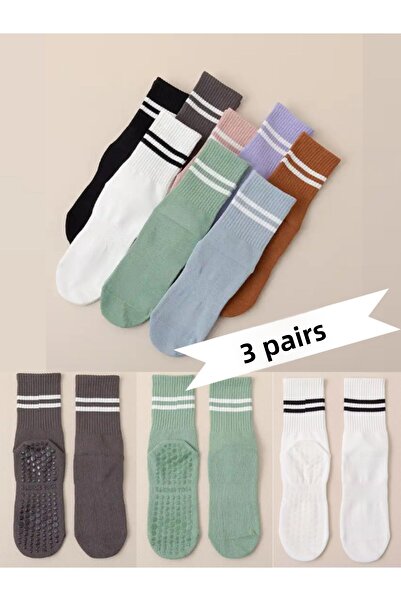 XTR Fitness Gray Green White Professional Anti-Slip Sole Yoga Socks 3 Colors