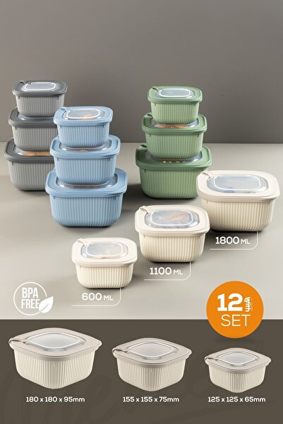 Vienev Set de 12 recipiente de depozitare colorate, potrivite pentru cuptorul cu microunde și difuzor, cu capac VIP