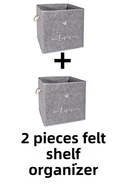 EMİRLER FAMİLY TEXTİLE مجموعة من 2 سلة تنظيم رف من اللباد قابلة للطي - صندوق ...