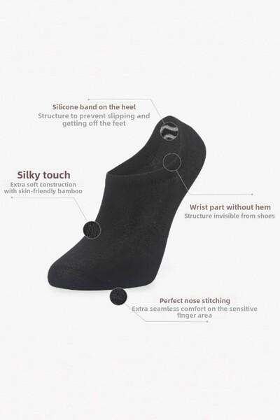 MEM SOCKS Комплект от 6 силиконови безшевни бамбукови чорапи тип „маратонки“ (невидими)