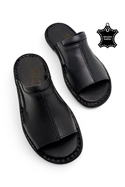 MAGIC SHOES Orthopedic Men's Slippers with All Genuine Leather and Heel Cushi...