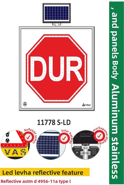 Evelux لوحة صيانة الطريق LED بالطاقة الشمسية (100X100CM) -
