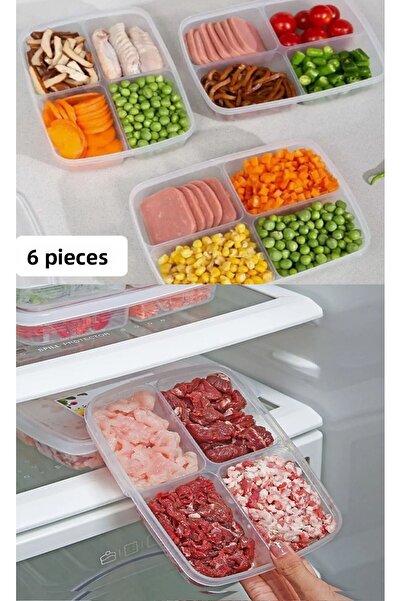 Bayev 6 Pieces 4 Compartment Food Bib Mincer Vegetable Storage Container Pea Corn Meat Juice Icebox Storage Box