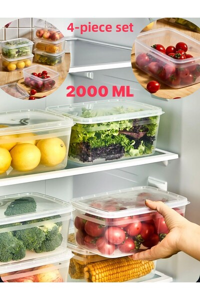 Baye حاوية تخزين ثلاجة ضخمة مكونة من 4 قطع مع غطاء ووعاء خضروات وفريزر وبقولي...