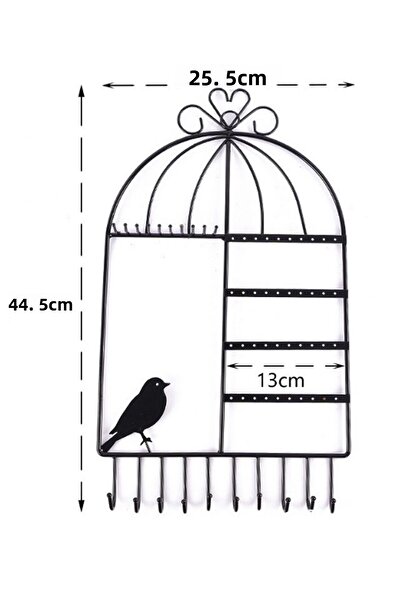 Chavin Black Metal Women's Earrings Necklace Stand Decor St1-47Sy