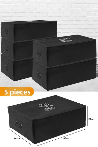 Serstil 5 قطع - حقيبة تخزين سوداء كبيرة الحجم أسفل القاعدة 62 × 46 × 22 سم