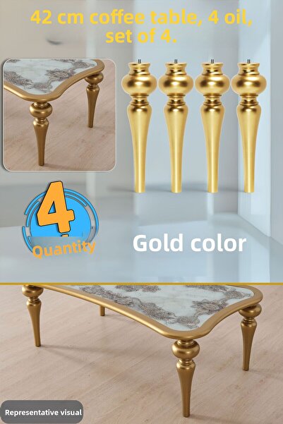 Badem10 Damla Plastic 4 Pieces Coffee Table Leg 42 cm Gold Gold Coffee Table Leg Zigon Coffee Table Furniture Legs