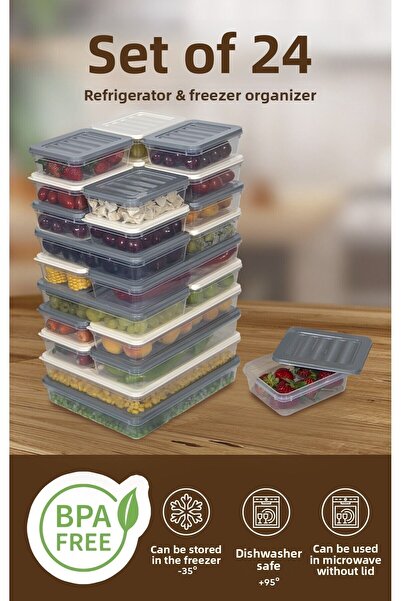 Nesto Home 24 Colorful Refrigerator Organizer Freezer and Microwave Storage Container 2X2400 4X1200 6X1170 12X600 ml