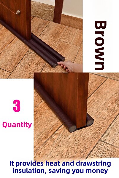 minufco 3 قطع من الإسفنج البني ذو الوجهين تحت الباب للرياح الباردة والحشرات ل...