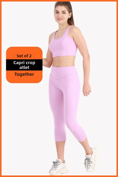 missmaral Női, lila színű sport szett Capri leggings és Crop alsóing szett 2 darabos új szezon szezonális Capri-crop 3020