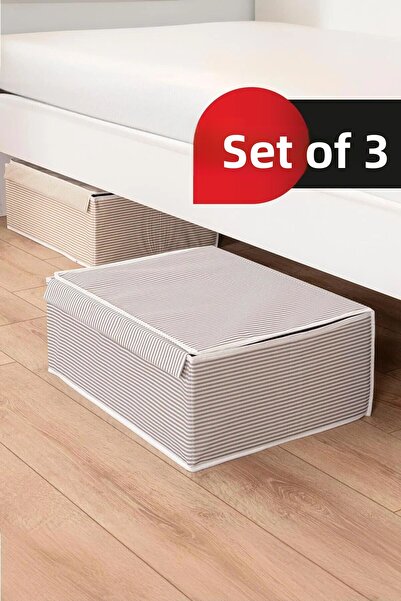 Tex Republic (3 Pcs) Multi-Purpose Organizer Box with Lid Storage Box 50X40X19 cm