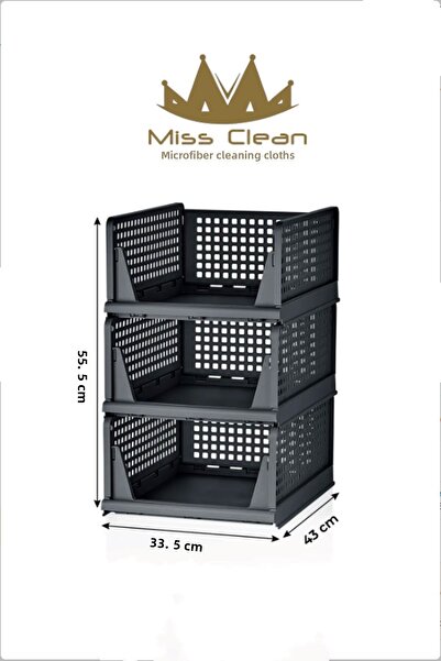 MissClean 3 сиви плъзгащи се рафта, органайзер за шкаф и чекмедже