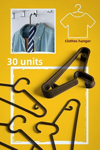 DEYHOME 30 Pieces Slim Hanger Dress Clothes Clothes Hanger Black Set