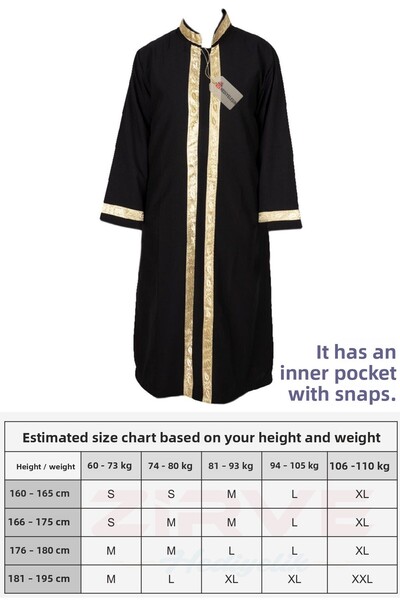 Hediyeleşin Μαύρη ρόμπα ιμάματος - Ρόμπα με κίτρινο κέντημα και στρίφωμα