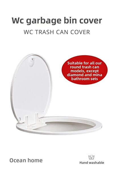 Okyanus Home White Round Replacement Trash Can Lid