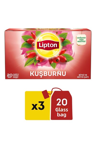 Lipton 20 قطعة * 3 عبوات من أكواب شاي ثمر الورد