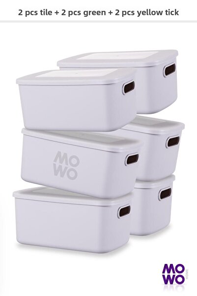 Mowo Home 6-Piece Grey Retro Box - 3.5 Lt Capacity, Multi-Purpose Organizer Storage Box and Organizer