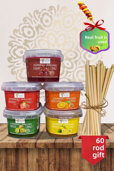 Festiva 5 أنواع من مجموعة الفواكه الفورية 300 جرام معجون عثماني - 60 قطعة من عصي المعجون