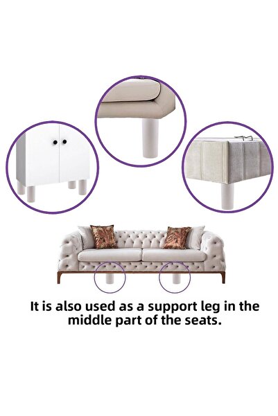 GLASWEN 4Pcs Cylinder Support Leg 15cm White Hidden Furniture Sofa Plinth Armchair Feet M8 Bolt Incediş