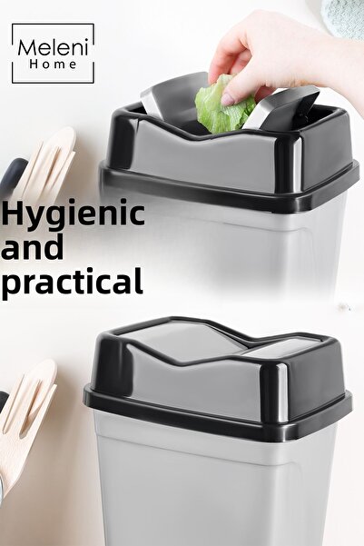 Meleni Home 2.5 Liter Double Lid Butterfly Trash Can - Countertop Bathroom Kitchen Office Trash Can