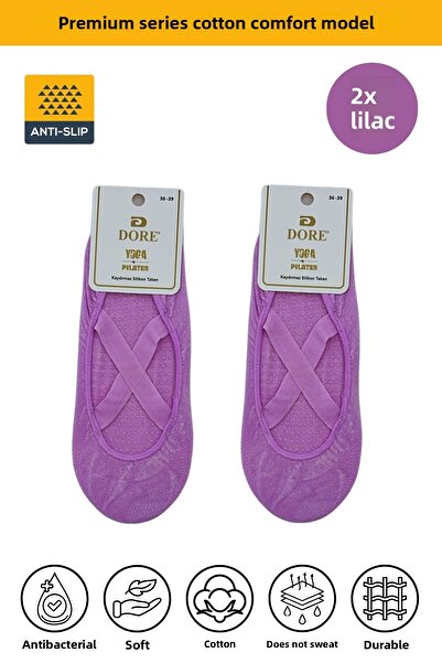 Dore 2 perechi de șosete anti-alunecare pentru femei originale, cu tălpi anti-alunecare, Pilates, yoga, dans, balet, șosete anti-alunecare - mărime standard