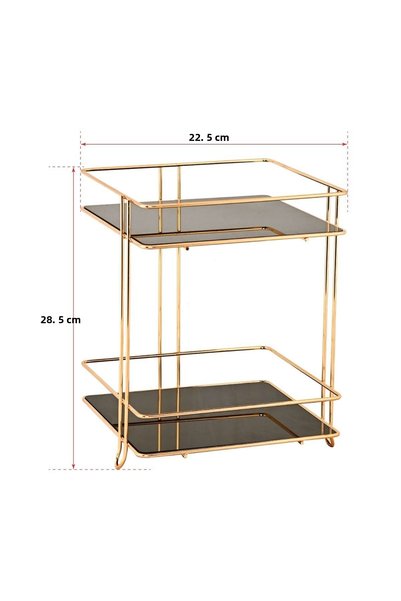 Kitchen Smile Double-Layer Square Organizer, Gold Color, Stylish and Functional Storage Solution