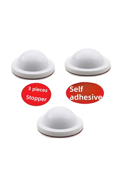Adilon Opritor de ușă din silicon, alb, 3 bucăți, tampon autoadeziv, opritor ...