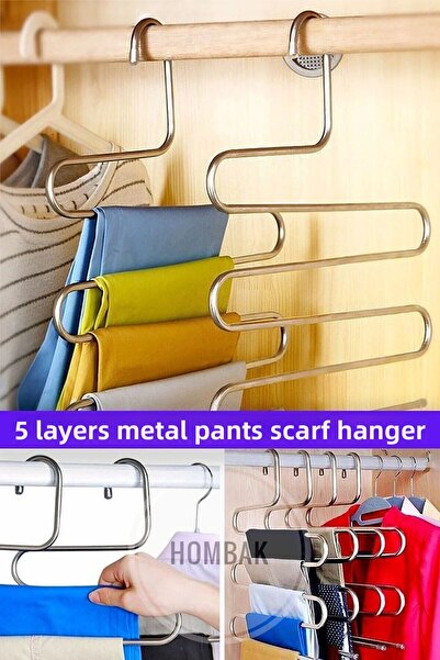 Hombak Decorative Metal Inside Wardrobe Chrome Hanger Trouser Hanger Multiple...