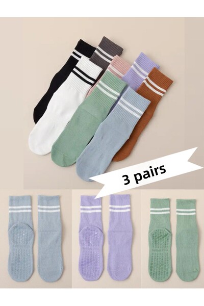 XTR Fitness Сини, лилави и зелени професионални чорапи за йога с неплъзгаща с...