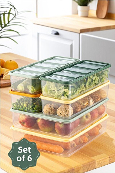 Vienev Set de 6 frigidere din plastic - 2x3,5 litri, 4x1,65 litri, 6 bucăți